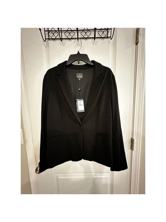 Adrianna Papell Jackets & Blazers - Adrianna Papell Black L Ponte Blazer Jacket with White Polka Dot Lining